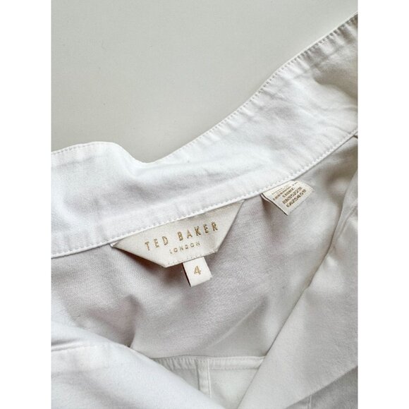 TED BAKER Avereye White Cotton Sateen Popover Batwing Blouse, Size 4/10 - Picture 11 of 14